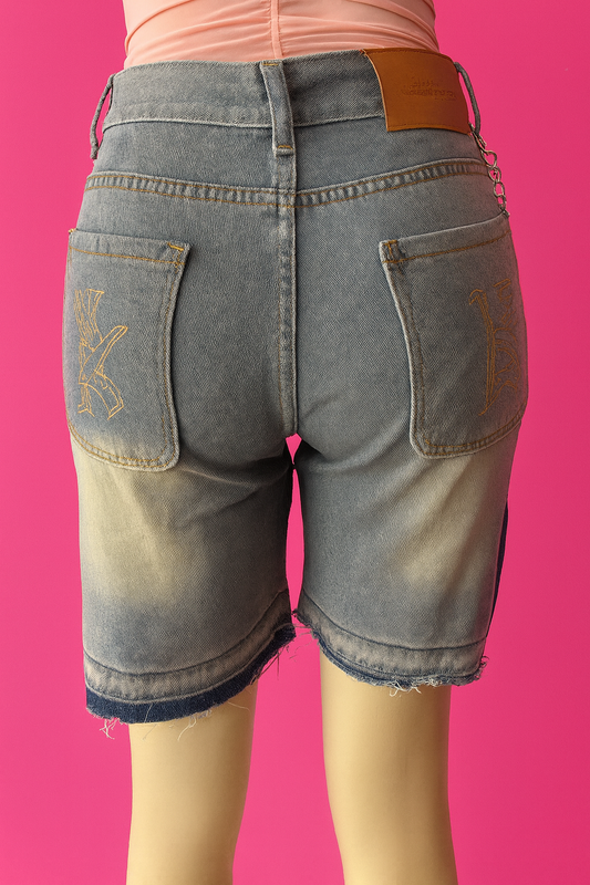 Patchwork Statement Denim Shorts