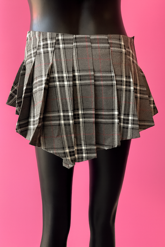Plaid Pleated Mini Skirt