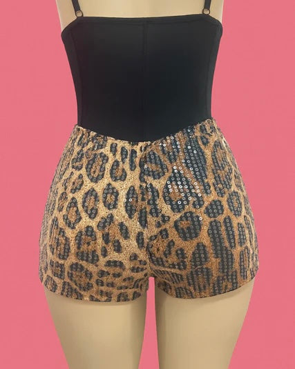 Sequence Animal Print Shorts